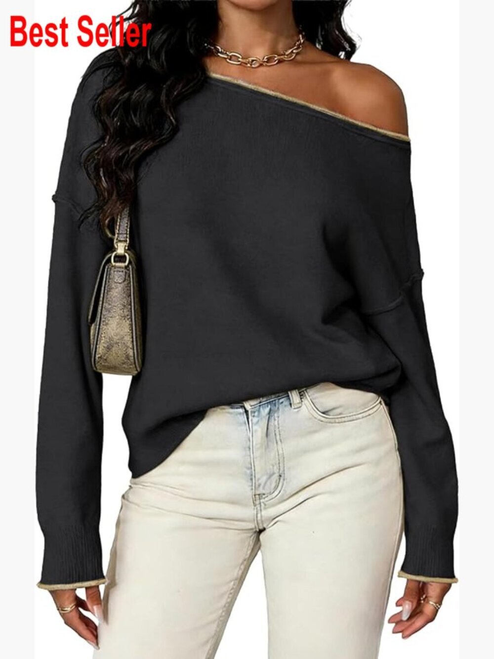 Off Shoulder Oversized Knit Pullover Sweater Top Long Sleeve Dressy Casual